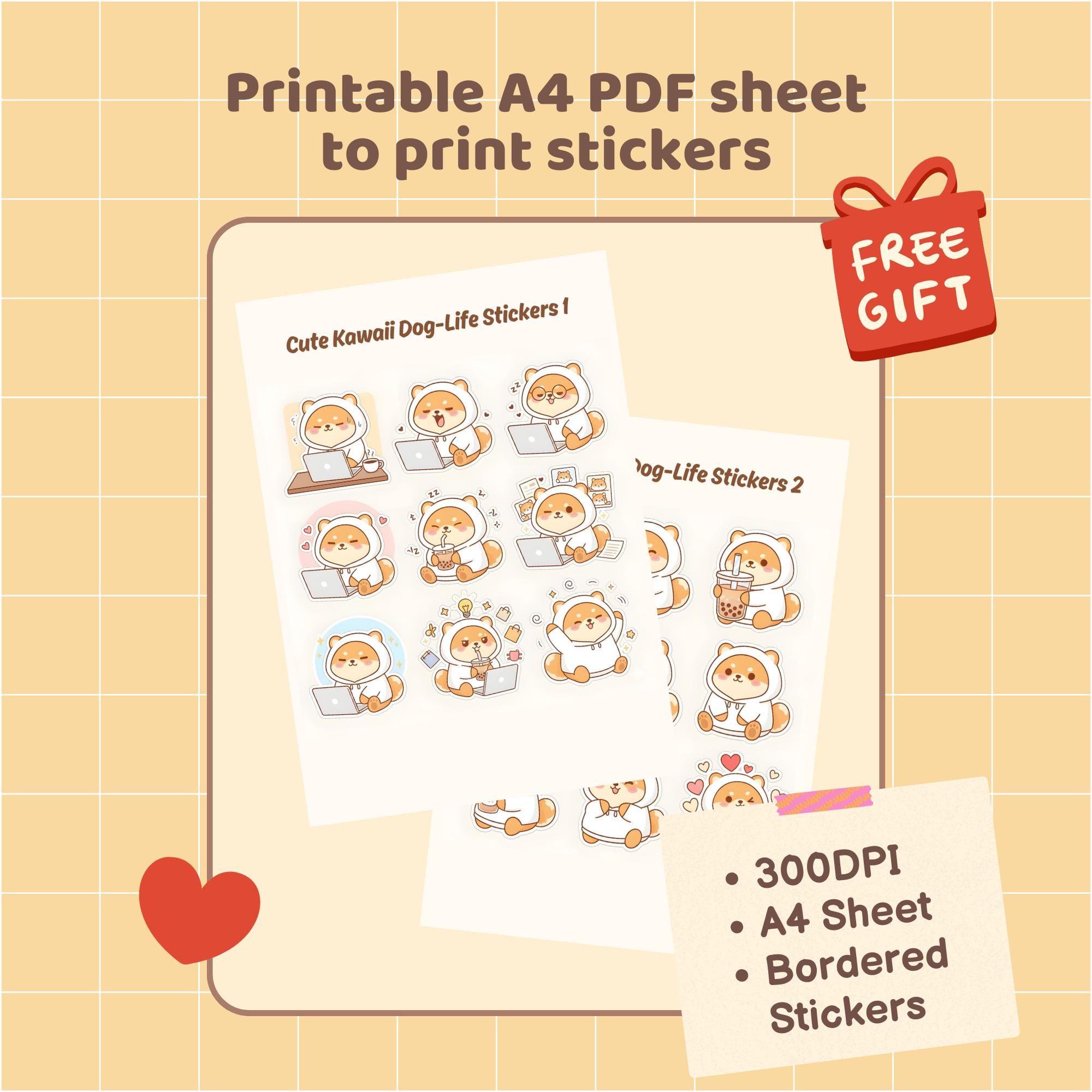 Cute Kawaii Dog Digital Stickers Goodnotes Sticker Pack Adorable ...