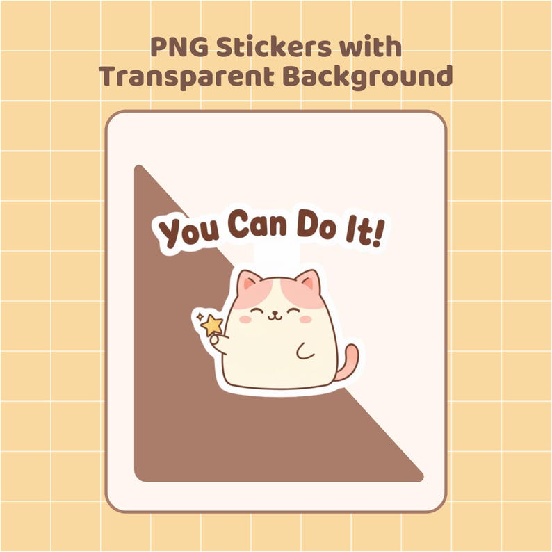 Cute Kawaii Cat Motivational Digital Stickers Goodnotes Sticker Pack ...