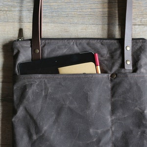 Waxed canvas tote - laptop bag - shoulder bag - waxed canvas bag - canvas laptop bag - handmade bag - waxed cotton bag - canvas bag