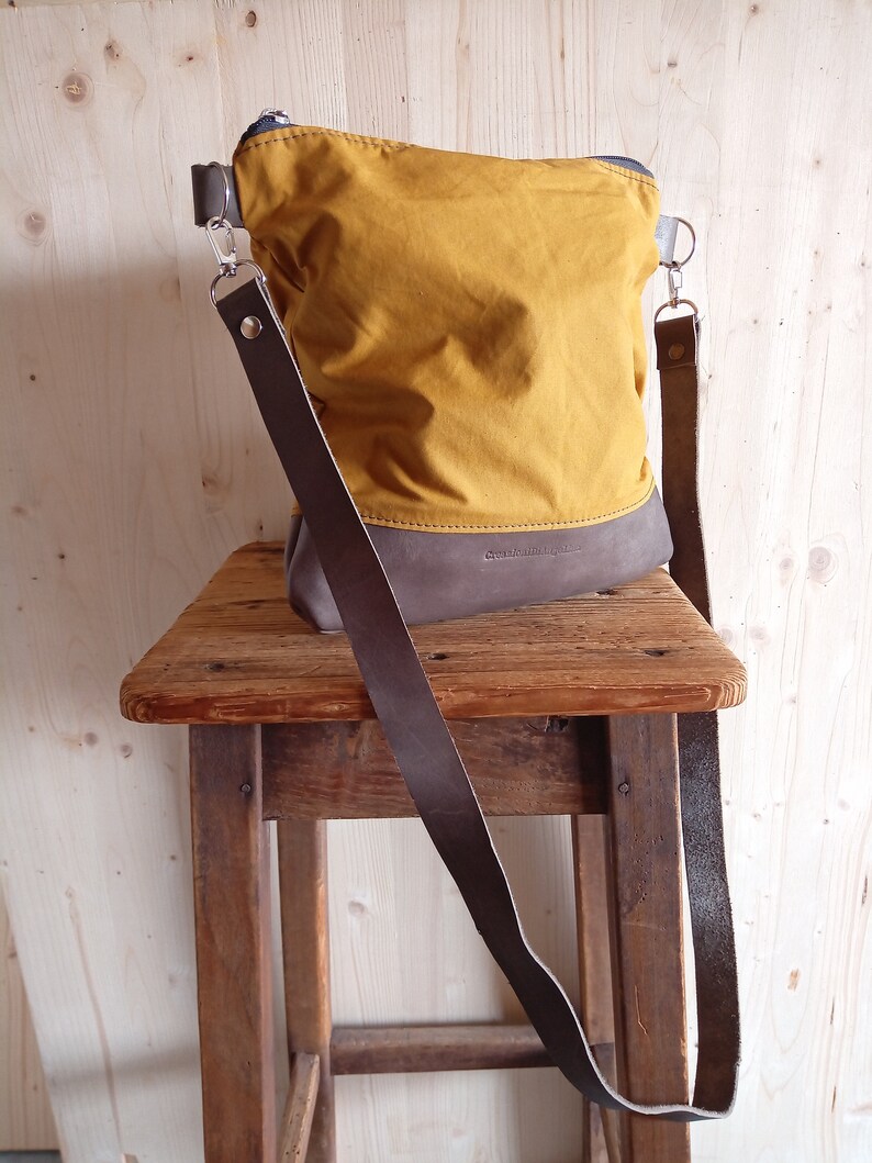 Waxed Canvas Shoulder Bag With Zipper Crossbody Bags for Etsy