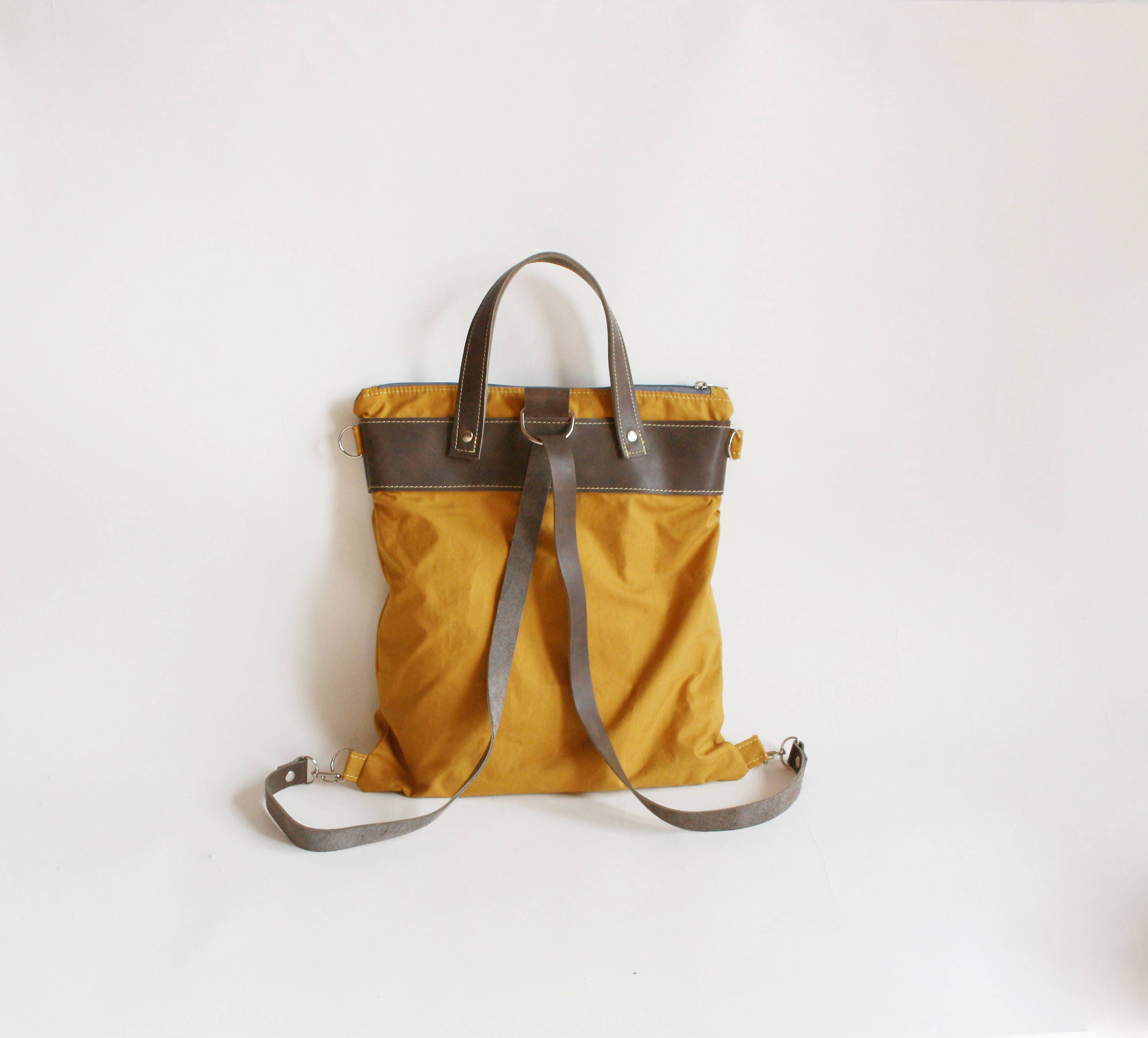 Waxed canvas convertible backpack with leather strap canvas Etsy