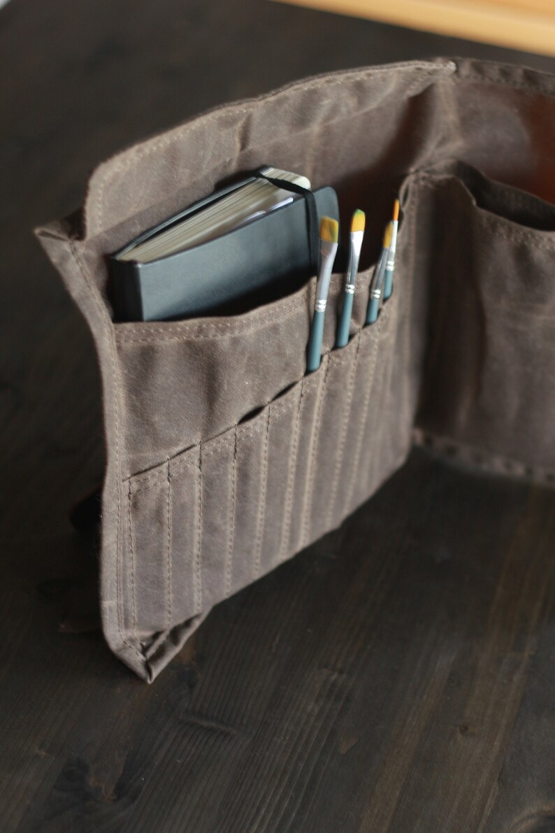 Pencil Case Roll up in Waxed Canvas Gifts for Him Tool Roll Etsy