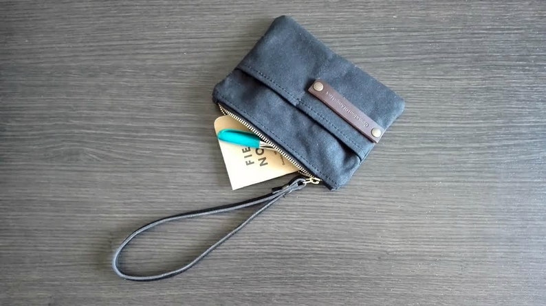 Waxed canvas pouch, gifts for him, purses and bags canvas coin purse, waxed canvas purse, travel wallet, passport cover, fabric wallet image 2
