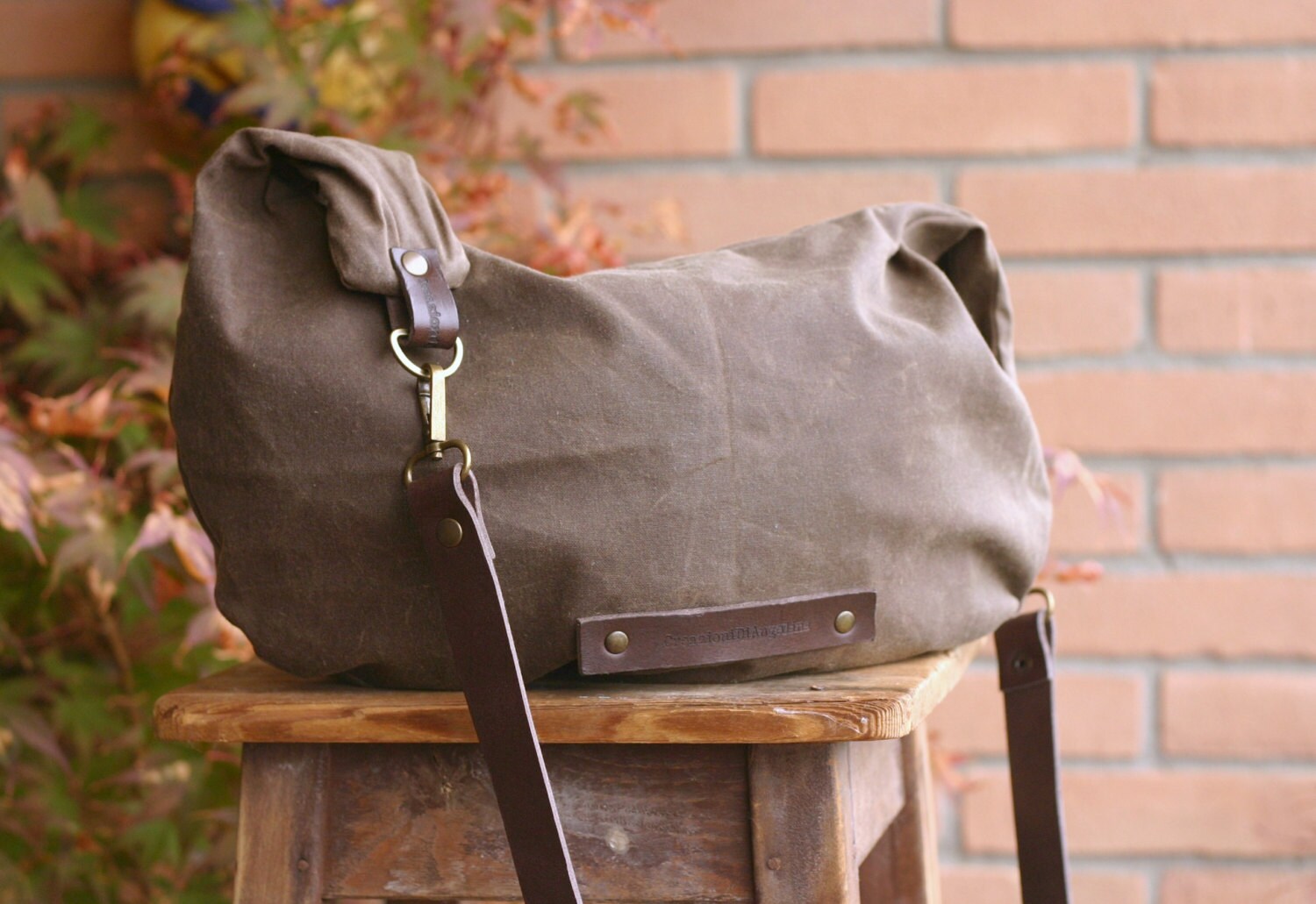Waxed cotton bag WAXED CANVAS BAG hobo bag handmade bag Etsy