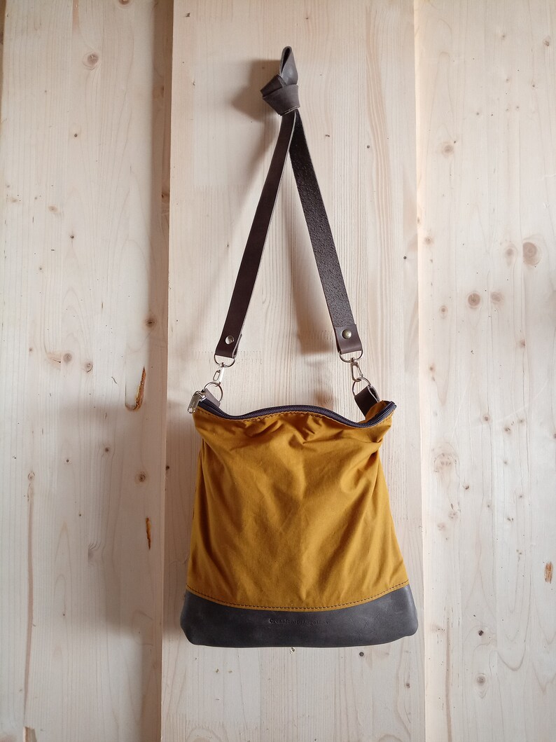 Waxed Canvas Shoulder Bag With Zipper Crossbody Bags for Etsy