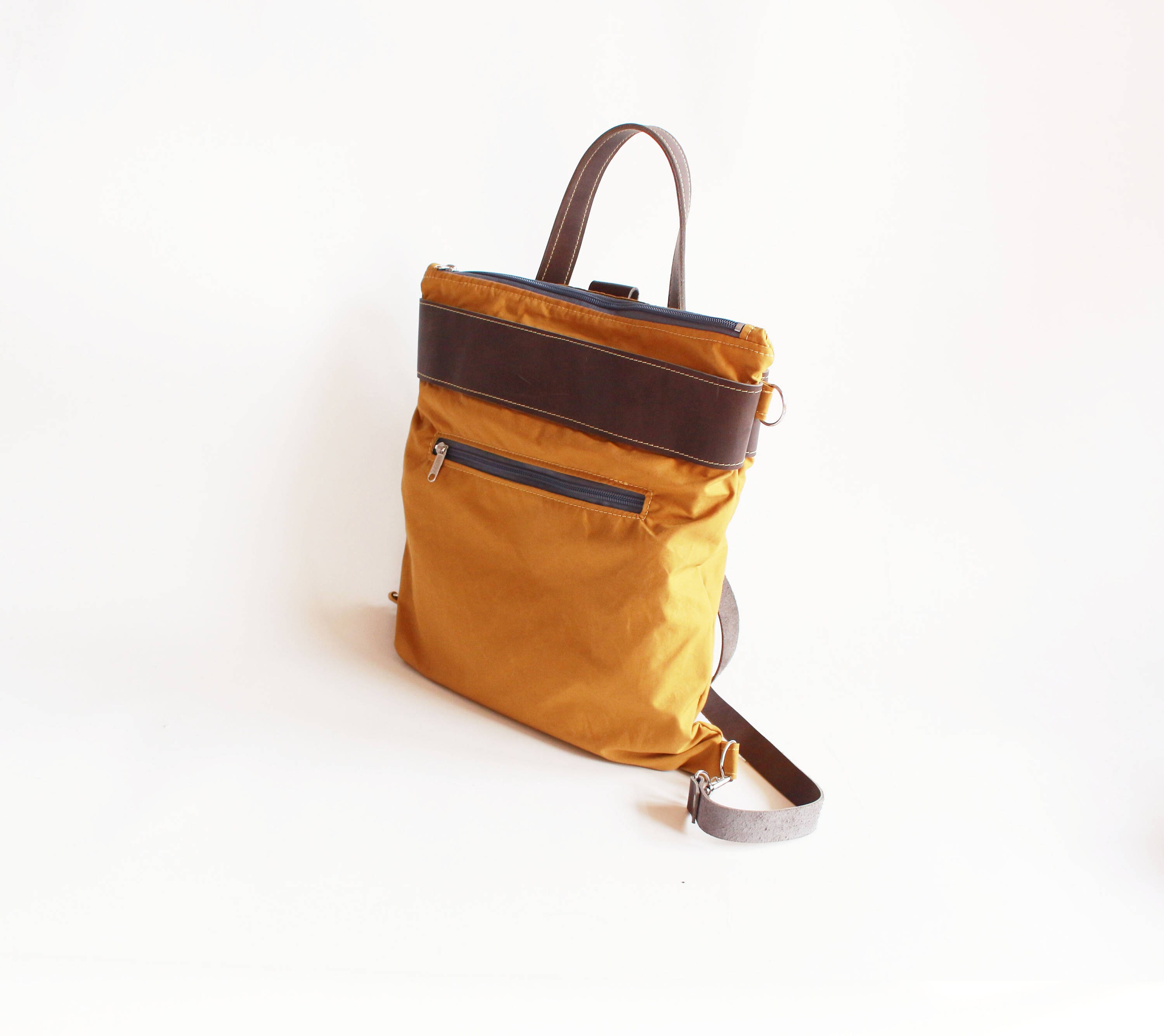 Waxed canvas convertible backpack with leather strap canvas Etsy