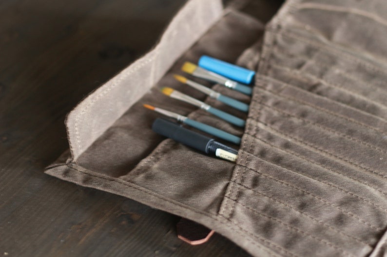 Pencil Case Roll up in Waxed Canvas Gifts for Him Tool Roll Etsy