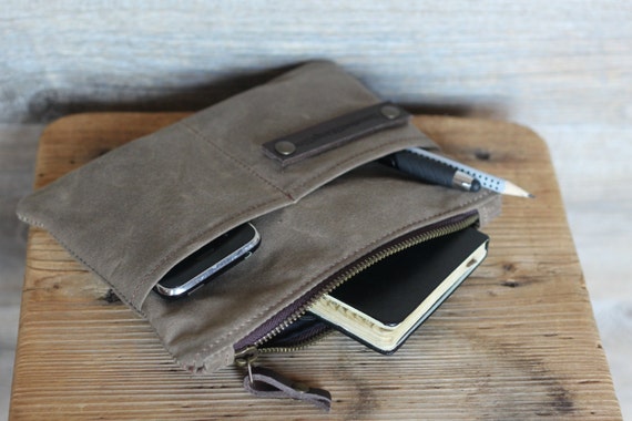 Astuccio Di Canvas, Portadocumenti Viaggio, Pochette Di Waxed Canvas, Porta  Documenti, Borsa Fatta a Mano, Borsa Da Uomo 