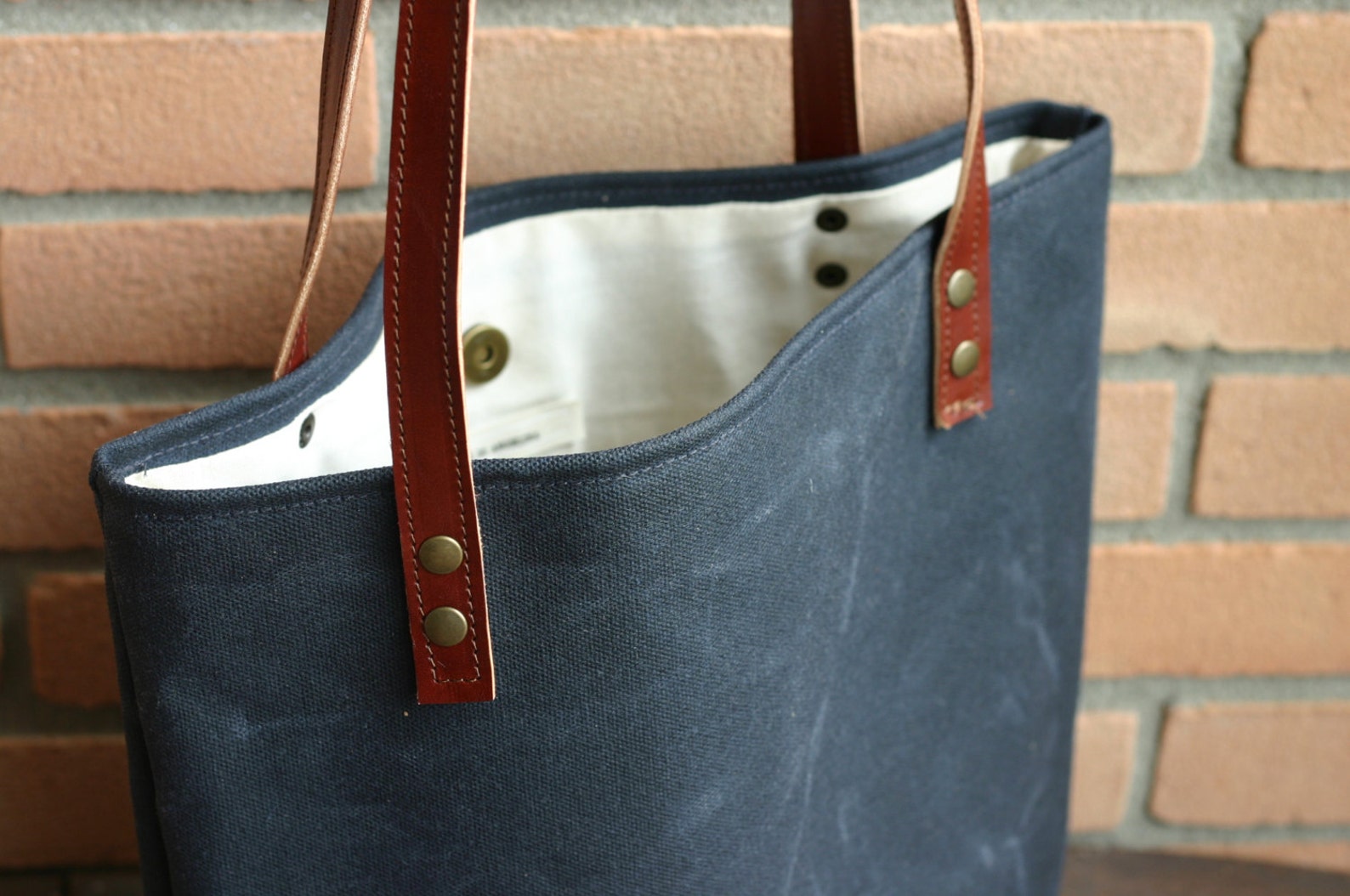 Tote Bag in Waxed Canvas Waxed Cotton Bag Waxed Canvas Bag Etsy