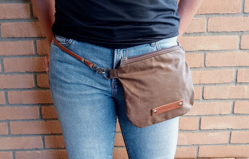 Fanny Pack in Waxed Canvas With Leather Detachable Strap Etsy