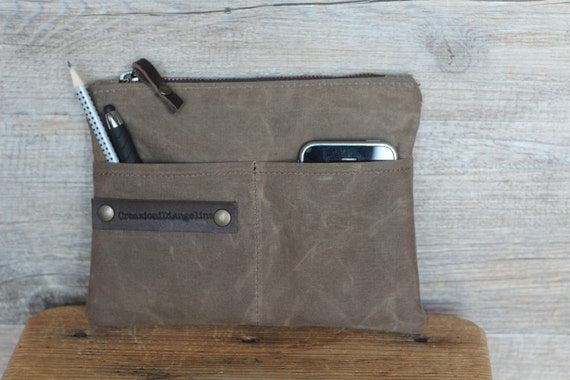 Astuccio Di Canvas, Portadocumenti Viaggio, Pochette Di Waxed Canvas, Porta  Documenti, Borsa Fatta a Mano, Borsa Da Uomo 