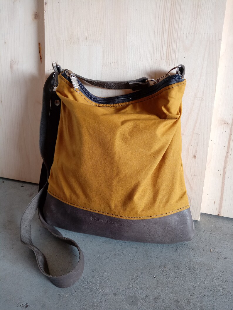 Waxed Canvas Shoulder Bag With Zipper Crossbody Bags for Etsy