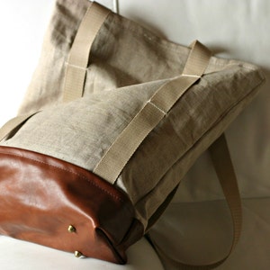 Linen Leather Bag Etsy