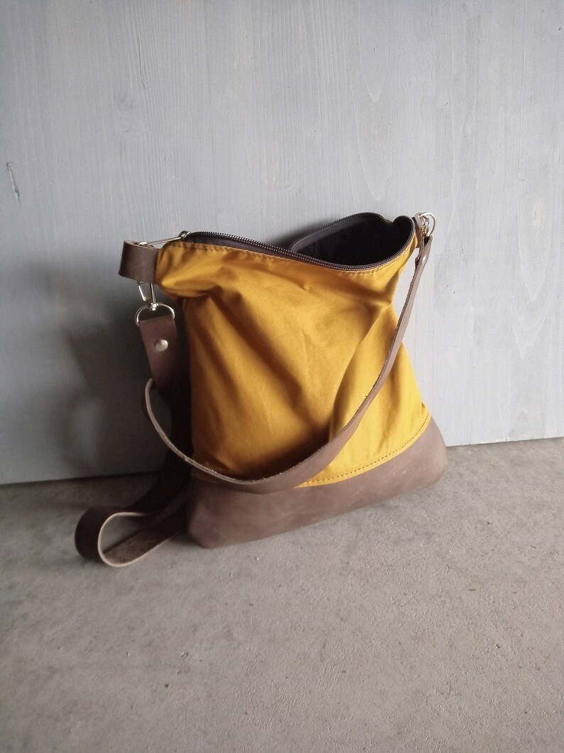 Waxed Canvas Shoulder Bag With Zipper Crossbody Bags for Etsy