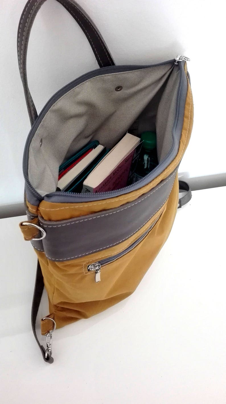Waxed canvas convertible backpack with leather strap canvas Etsy