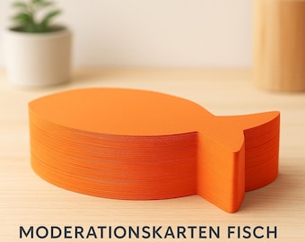 Moderation cards with a fish design – 100 pieces, red | Flashcards & visualization cards for students, university, workshops | Writable on both sides