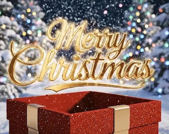 Christmas greeting video clip Merry Christmas | High-resolution Christmas video with gift & snow | Animation for social media