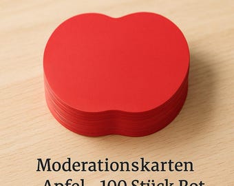 Apple-themed flashcards – 100 pieces, red | Flashcards & visualization cards for students, university, workshops | Writable on both sides