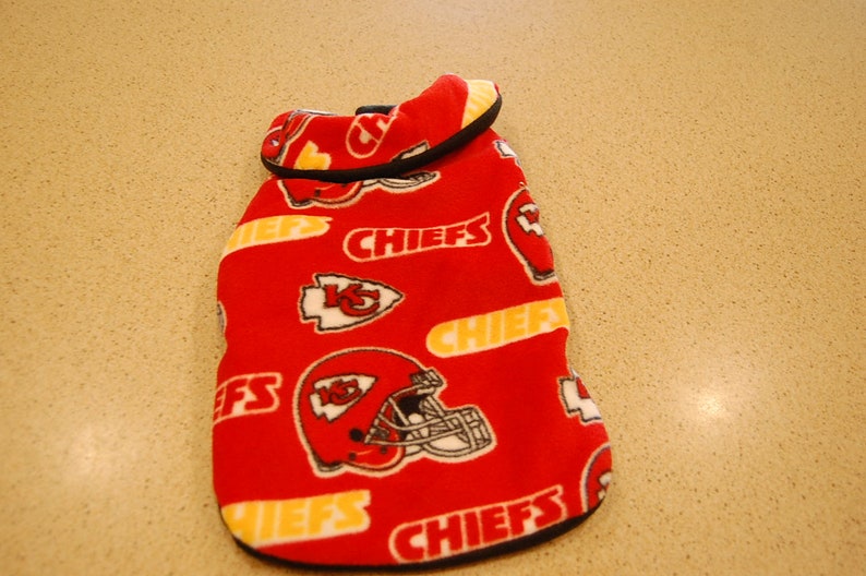 Kansas City Chiefs Hand Made Fleece Dog Coat--Choice of Size--from XS all the way up to 3X image 4