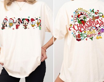 Mickey's Very Merry Christmas Party 2025 Shirt, Comfort Colors® Disney Santa Mickey And Friends Family Christmas Lights Shirt, Xmas Gift
