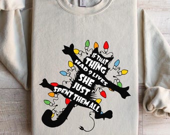 Griswold Cat Wrapped in Christmas Lights Shirt, Christmas Sweatshirt, Funny Christmas Vacation Hoodie, Holiday Sweatshirt, Christmas Cat Tee