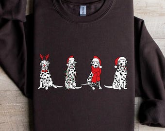 Dalmatian Christmas Sweatshirt, Dog Owner Holiday Sweater,Cute Dog Mom Shirt,Spotted Dog Holiday Tee,Santa Dog Crewneck,Funny Pet Lover Gift