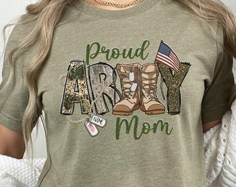 Custom Proud Army Family Mom Dad Brother Shirts, Personalized Army Dad Shirt, USA Army Family Outfits, Military Family Gift
