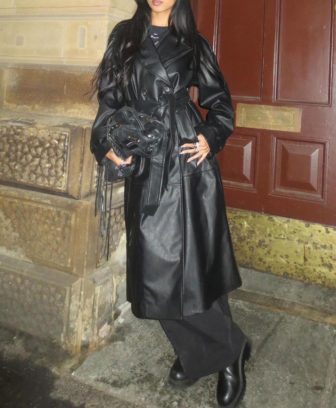 Handmade Black Lambskin Leather Trench Coat: Matrix Style Duster