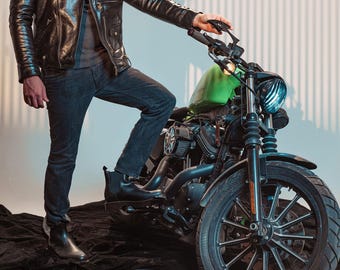 Vintage Sally & John Soft Black Leather Motorcycle Zip up Leather