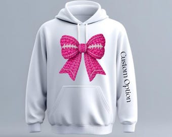 Football Pink bow Faux Yarn Custom Hoodie
