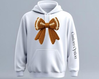Football  Bow Faux Yarn Custom Hoodie