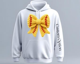 Softball Bow Faux Yarn Custom Hoodie