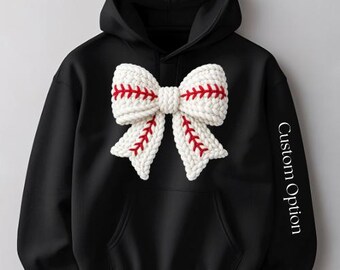 Baseball Bow Faux Yarn Custom Hoodie
