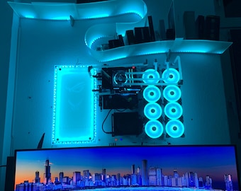 El mejor gabinete para juegos de pared con refrigeración líquida personalizada y placa de distribución, gabinete para PC de pared, gabinete para PC, gabinete para pared