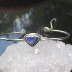 Boulder Opal Bracelet, Sterling Silver, Bangle, Australian Opal, Triangle, Gemstone Bracelet for Women