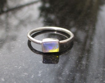 Crystal Opal Ring with Australian Opal, Sterling Silver, Size 7 Handmade, Stackable, Rings for Women