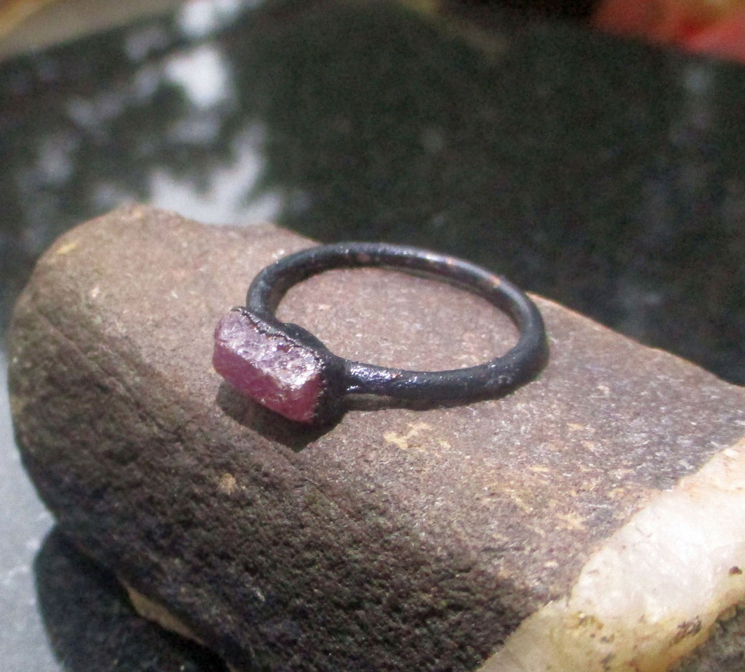 Ruby Crystal Ring, Copper, Electroformed Ring, Raw Stone, July ...