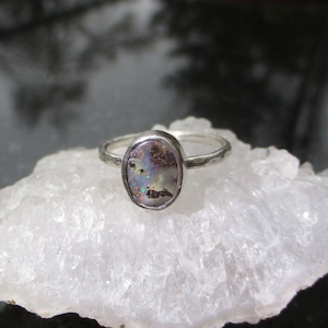 Australian Boulder Opal Ring: Handmade Sterling Silver, Size 6
