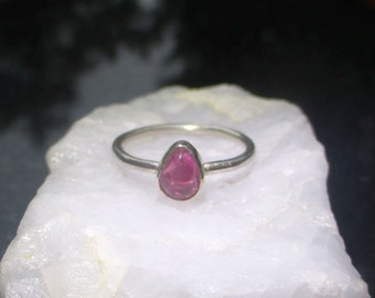 Pink Tourmaline Ring, 925 Sterling Silver, Size 6, Stacking Rings, Silver Rings for Women, Handmade, October Birthstone