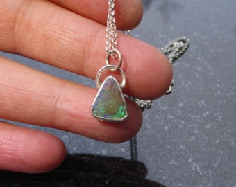 Boulder Opal Necklace, Australian Opal, 925 Sterling Silver, Handmade, Opal Pendant, Necklaces for Women