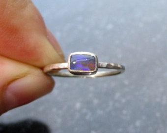 Crystal Opal Ring with Australian Opal, Sterling Silver, Size 6, Handmade, Stackable, Rings for Women