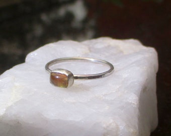 Orange Tourmaline Ring, 925 Sterling Silver, Stackable, Handmade Rings for Women, Size 6, Dainty, Minimalist