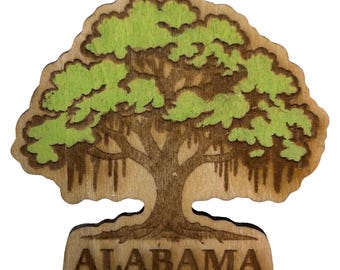 Alabama Southern Live Oak Tree - Wooden Pin & Magnet