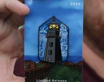 Garden Key Lighthouse Enamel Pin - Dry Tortugas National Park, Fort Jefferson Souvenir