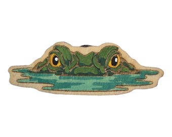 Alligator - Eyes Above The Waterline - Wooden Lapel Pin & Magnet