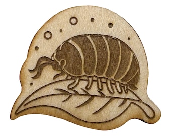 Roly Poly - Pill Bug - Wooden Lapel Pin & Magnet
