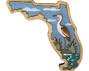 Florida Egret - Wooden Lapel Pin & Magnet
