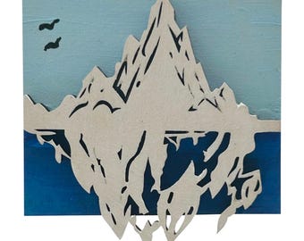 Glaciar blanco en el océano - Pin de madera e imán