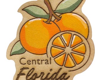 Central Florida Oranges - Wooden Lapel Pin & Magnet