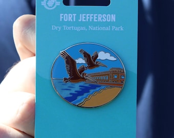 Pelican Enamel Pin - Dry Tortugas National Park, Fort Jefferson, Florida Bird Lover Gift